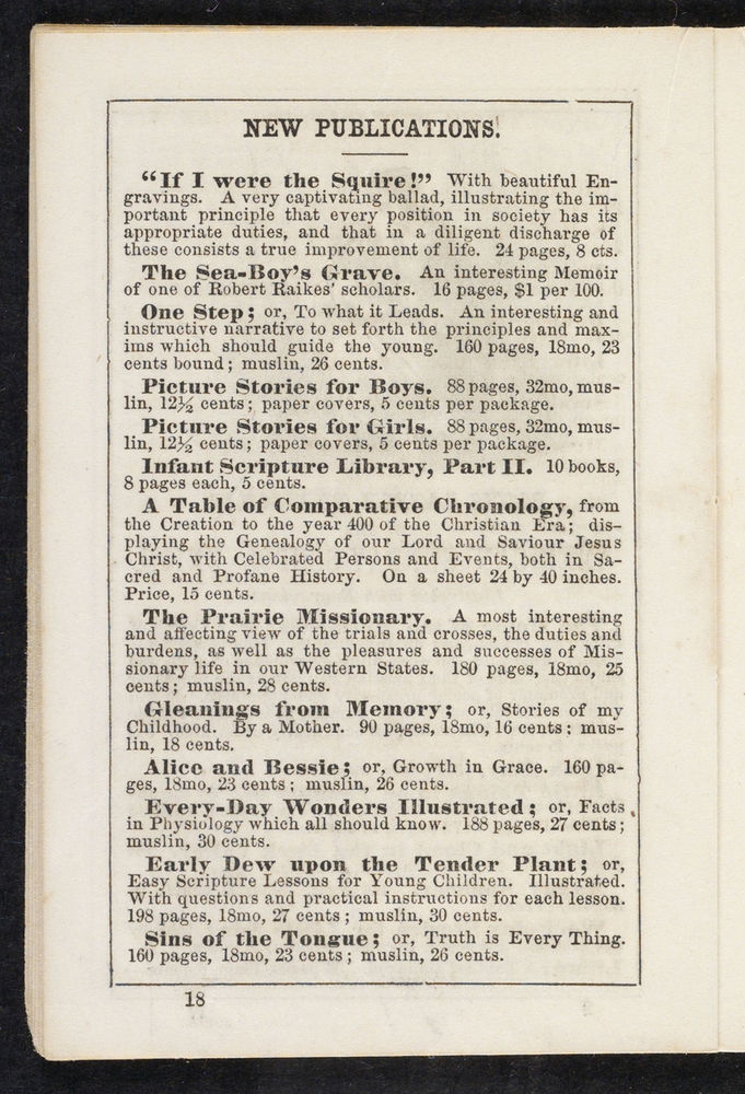 Scan 0018 of The Sunday-school pocket almanac for the year of Our Lord 1855