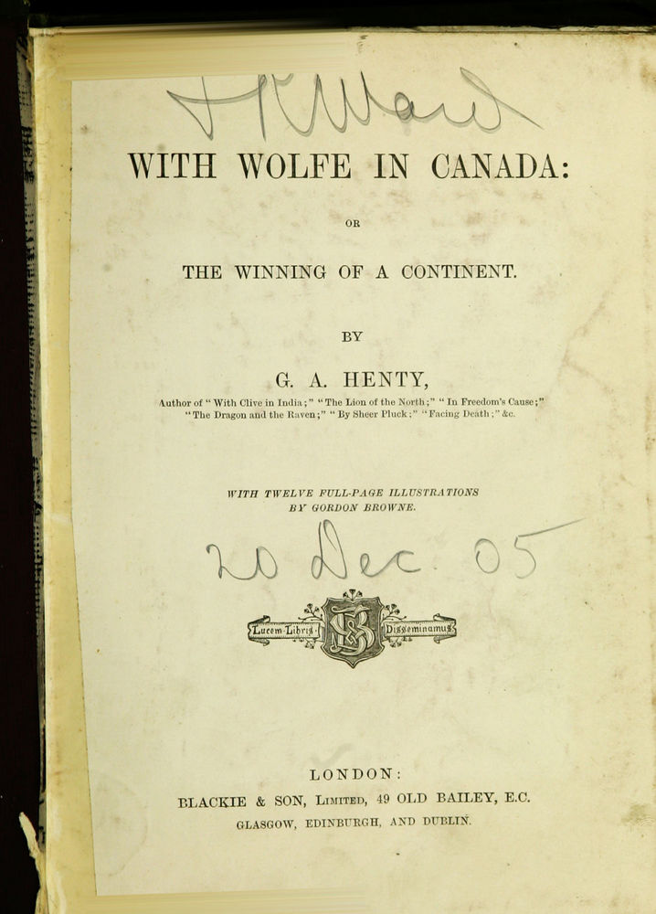 Scan 0003 of With Wolfe in Canada, or, The winning of a continent